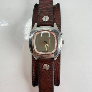 Fossil Retro Square Watch – Brown Leather Wrap Style